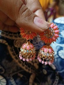 Pink Jhumka Earrings