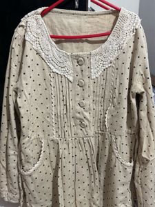 Polka Dot Dress with Lace Collar