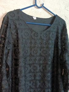 Trendy Women's Lace Top Layered Blouson Black 🖤