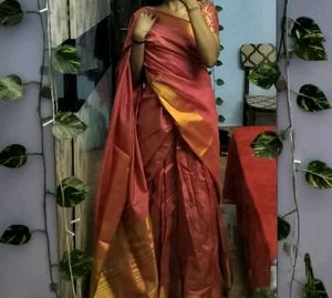 Pink &amp; Gold Lengha Skirt with Blouse Fabric