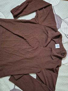 Brown shirt collar Top