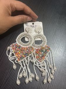 Beaded Fringe Statement Earrings