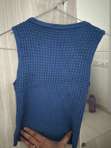 Blue Knit Sleeveless Top