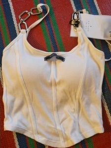 White Chain Strap Tank Top