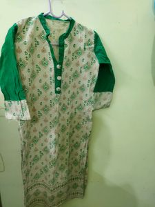 Green And Cream Kurta