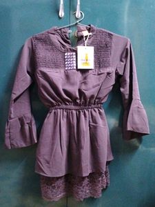 New Mauve Colour Tunic With Work And Net Design