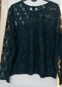 Women's Dark GREEN Lace Top