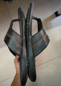 Black Leather Flip Flops