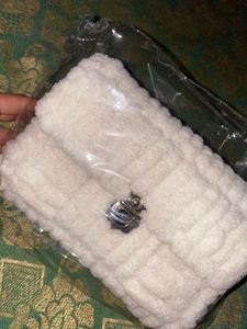 White Terry Cloth Shoulder Bag