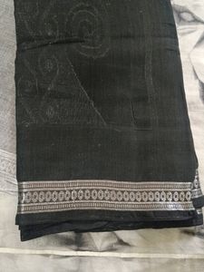 Cotton Black &amp; Grey Saree
