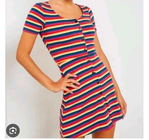 Sale Price -Rainbow Stripe Mini Dress