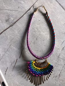 Rainbow Fringe Statement Necklace