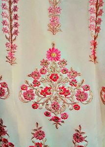 Cream Color Embroiderd Kurta/Skirt Suit Set