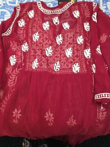 Maroon Embroidered Kurta