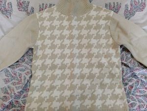 Houndstooth Mock Neck Sweater