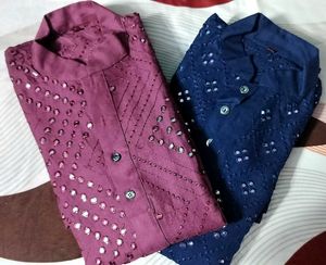 BURGUNDY MIRROR WORK KURTA