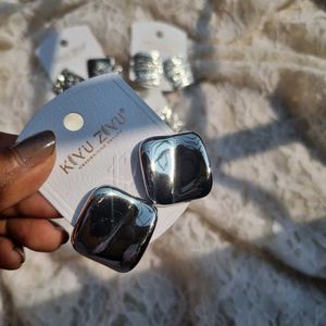 All Geometric Stainless Steel Silver Earrings