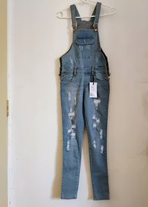 Light Blue Denim Dungaree With Detachable Straps