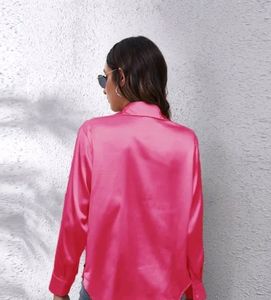 Pink Satin Spread Collar Shirt
