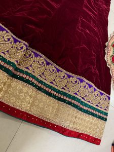 Velvet Maroon Lehenga With Dupatta