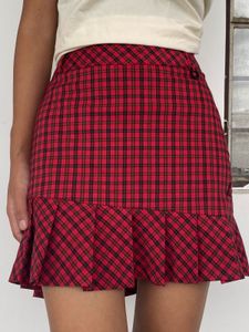 Red Plaid Mini Skirt