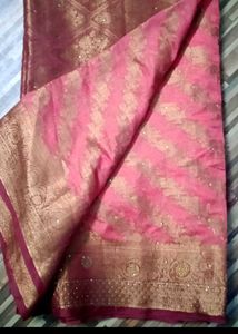 Elegant Pink &amp; Gold Saree