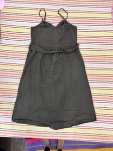 Dark olive thin strap dress