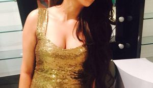 Set Of Gold Sequin Crop Top And Skirt