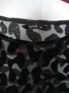 BLACK velvet leopard pattern Sheer Top