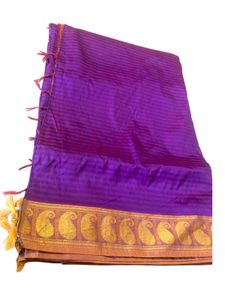 Purple Saree with Gold Border