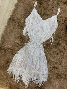 Luxury Couture White Fringe Mini Dress