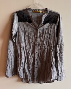 Silky Grey Button-Up