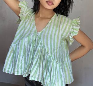 Striped Ruffle Top