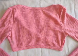 Pink Long Sleeve Shein Crop Top