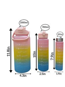 Motivational Water Bottles - Set of 3