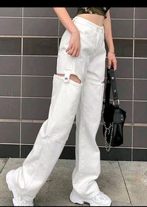 White Wide Leg Cargo Pants