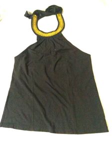 Tommy Hilfiger Black Halter With Rich Gold Emb