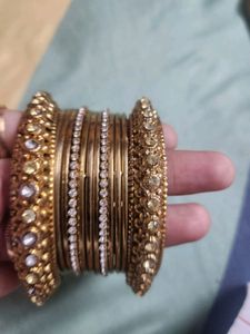 Gold &amp; Crystal Bangle Set
