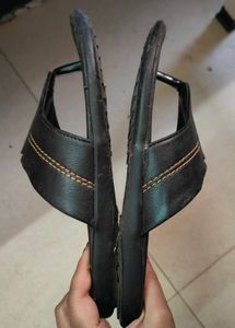 Black Leather Flip Flops