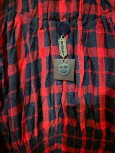 Checkered Flared Sleeve Top
