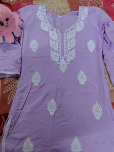 Elegant Lavender Embroidered Kurta