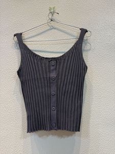 Ribbed Button-Front Tank