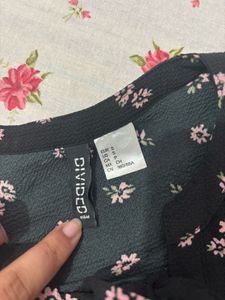 Floral Print Black Dress