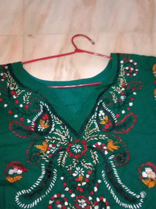 Green Embroidered Kurta