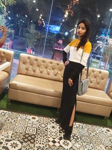 Color  Yellow &amp; Block A-line Dress