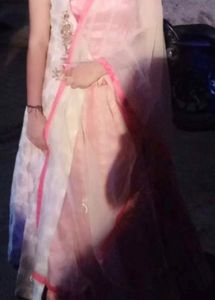 Pink &amp; Cream Embellished Anarkali Dress