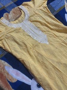 Yellow Embroidered Kurta
