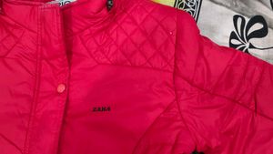 Zara women Creamy Red Quilted Jacket