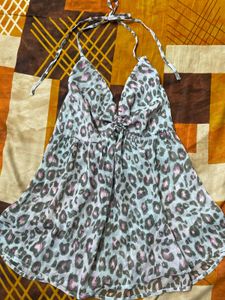 New Leopard Print Halter Neck Top