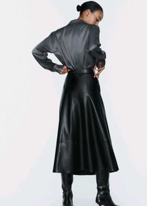 ZARA Faux Leather Circular Skirt